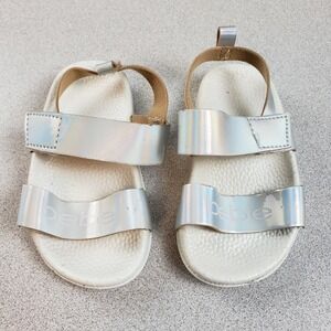 Bebe Baby‎ Silver Leather Lightweight Classic Slingback Sandals Size S(5/6)